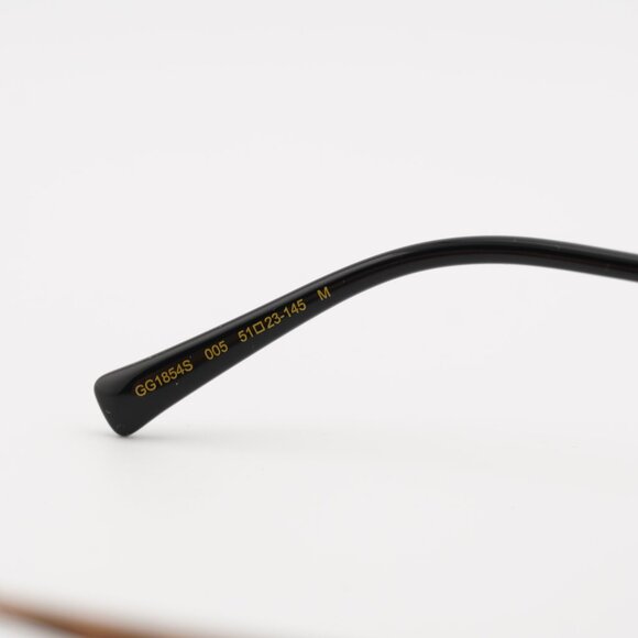 Gucci GG1854S 005 Sunglasses Shiny Gold with GG Pathern Oval Frame, Brown Lenses main image 8